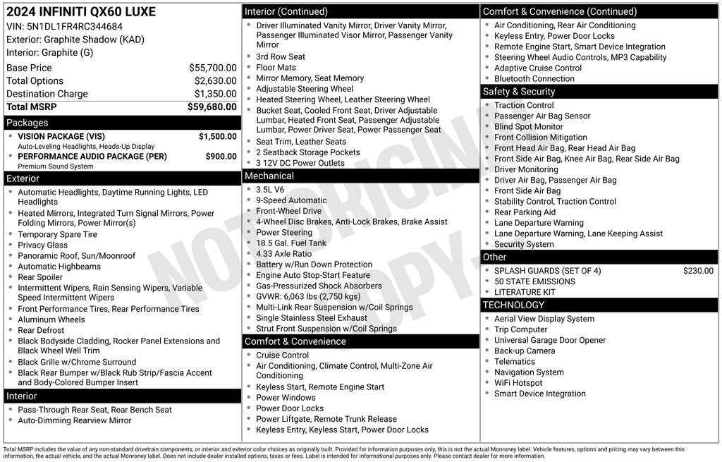Used 2024 INFINITI QX60 Luxe w/ Vision Package FWD image 2