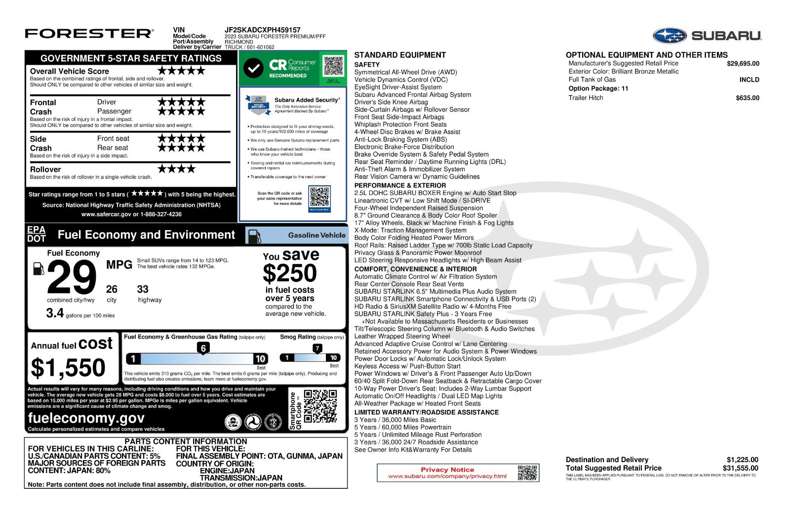 Used 2023 Subaru Forester Premium image 11