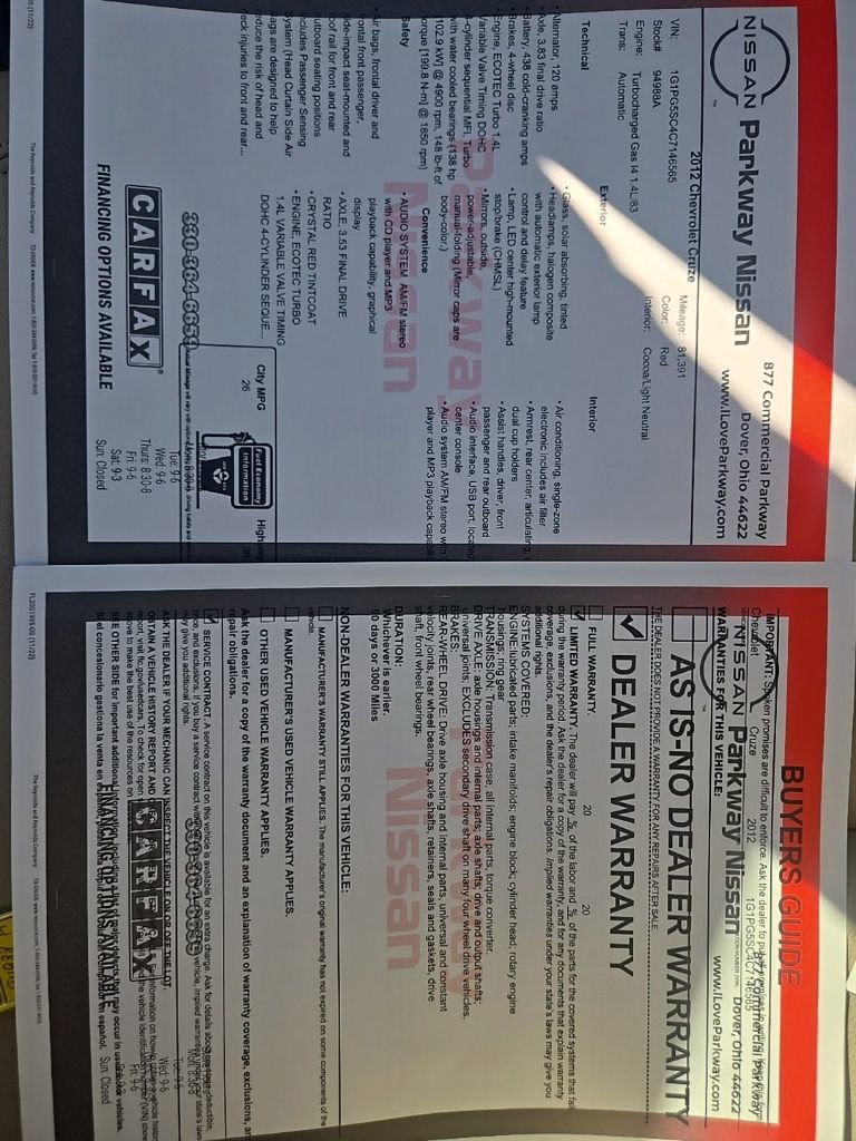 Used 2012 Chevrolet Cruze LT FWD image 32