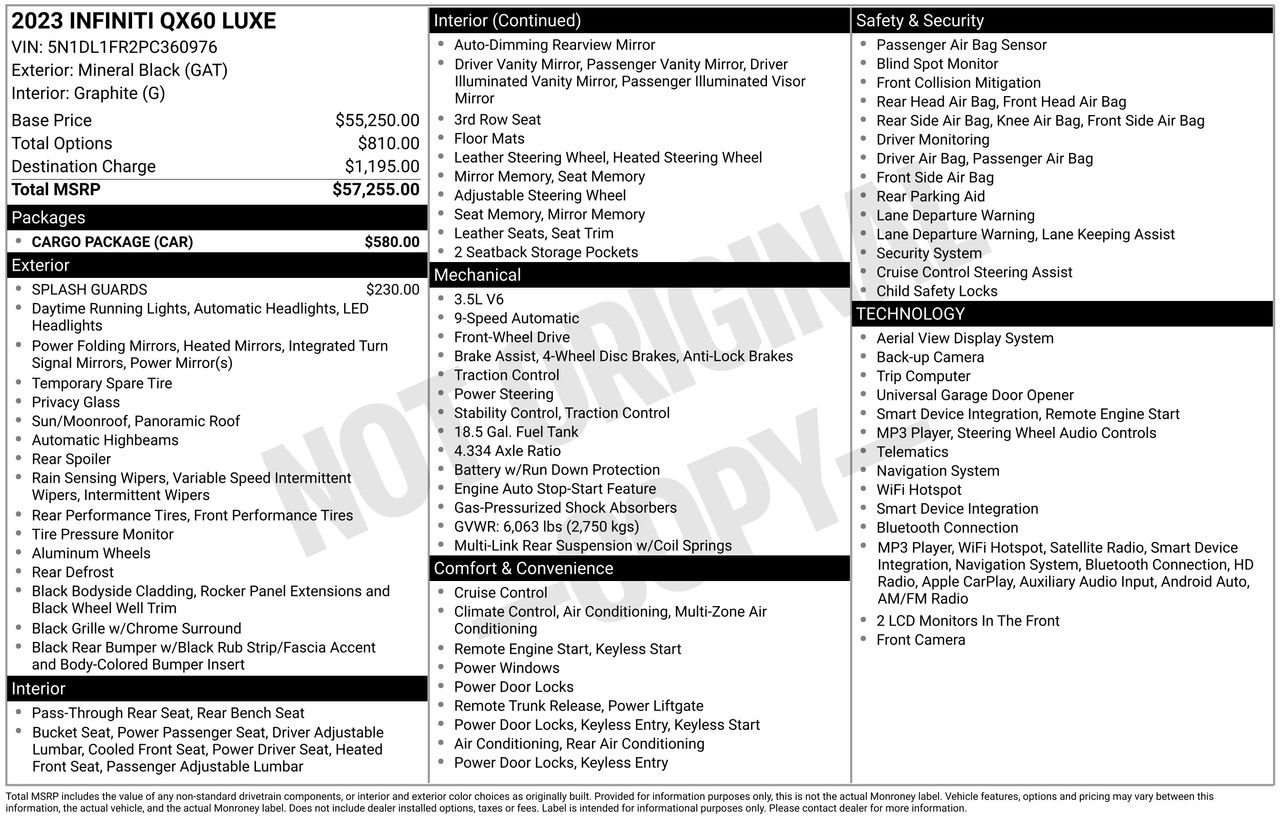 Used 2023 INFINITI QX60 Luxe w/ Cargo Package FWD image 39
