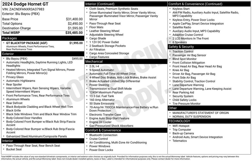 Used 2024 Dodge Hornet GT w/ GT Blacktop Package image 7