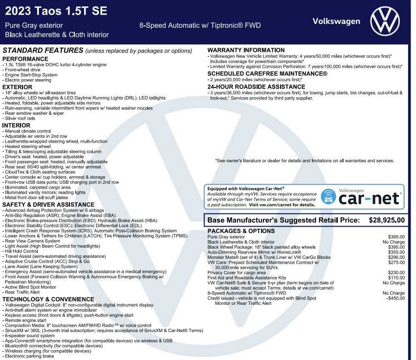 Used 2023 Volkswagen Taos SE w/ Black Wheel Package FWD image 3