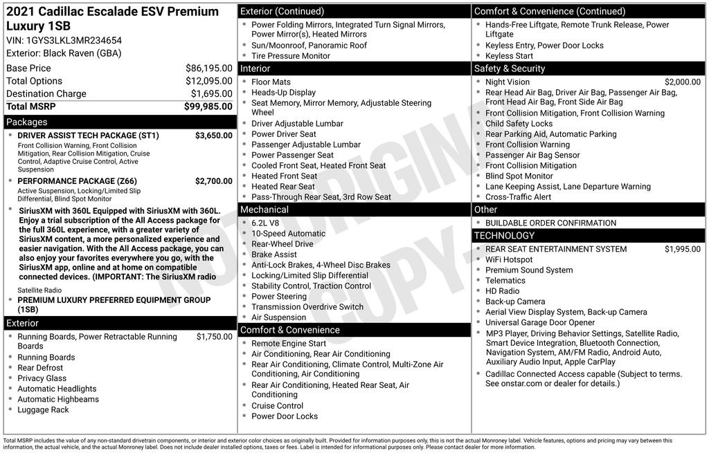 Used 2021 Cadillac Escalade ESV Premium Luxury w/ Driver Assist Tech Package RWD image 6