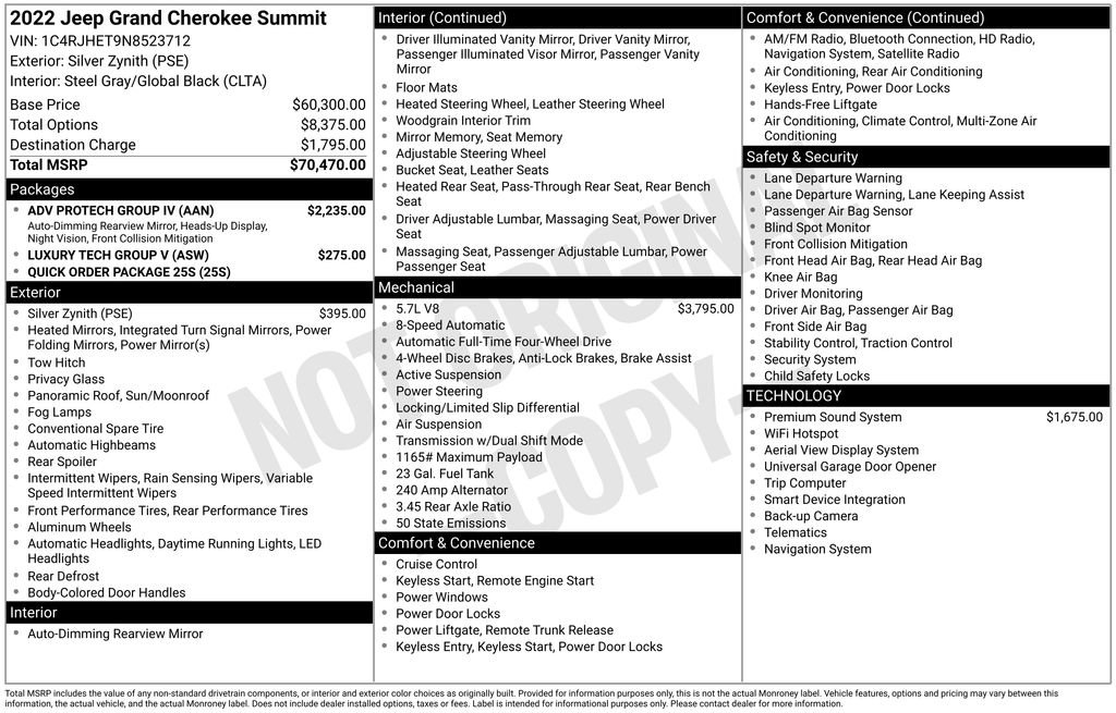 Used 2022 Jeep Grand Cherokee Summit w/ Adv Protech Group IV image 40