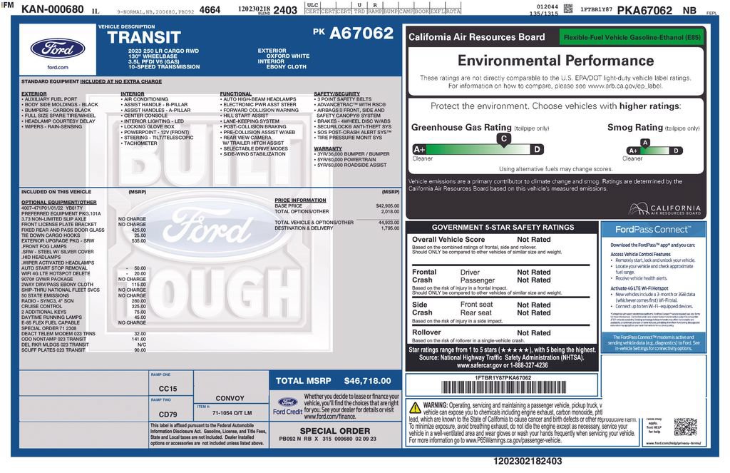 Used 2023 Ford Transit 250 Low Roof w/ Exterior Upgrade Package RWD image 6