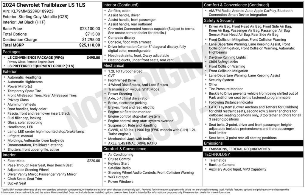 Used 2024 Chevrolet TrailBlazer LS w/ LS Convenience Package FWD image 27