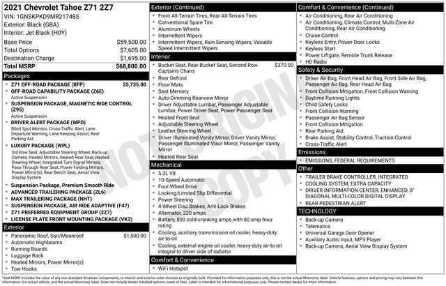 Used 2021 Chevrolet Tahoe Z71 w/ Z71 Off-Road Package image 39