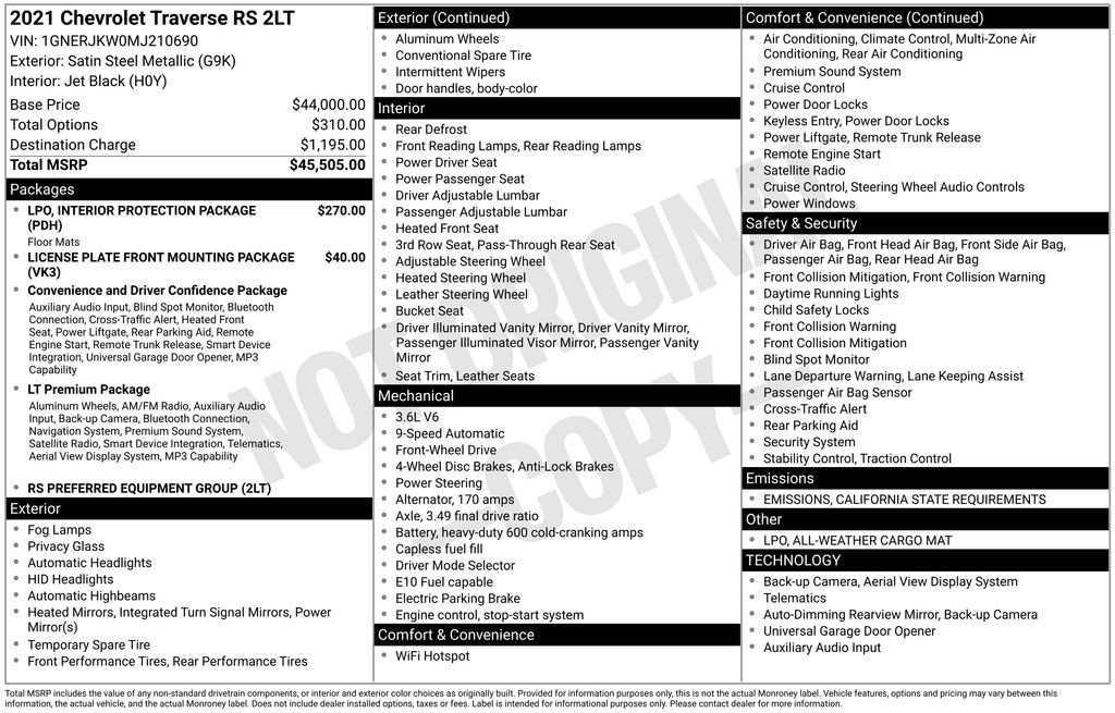 Used 2021 Chevrolet Traverse RS image 3