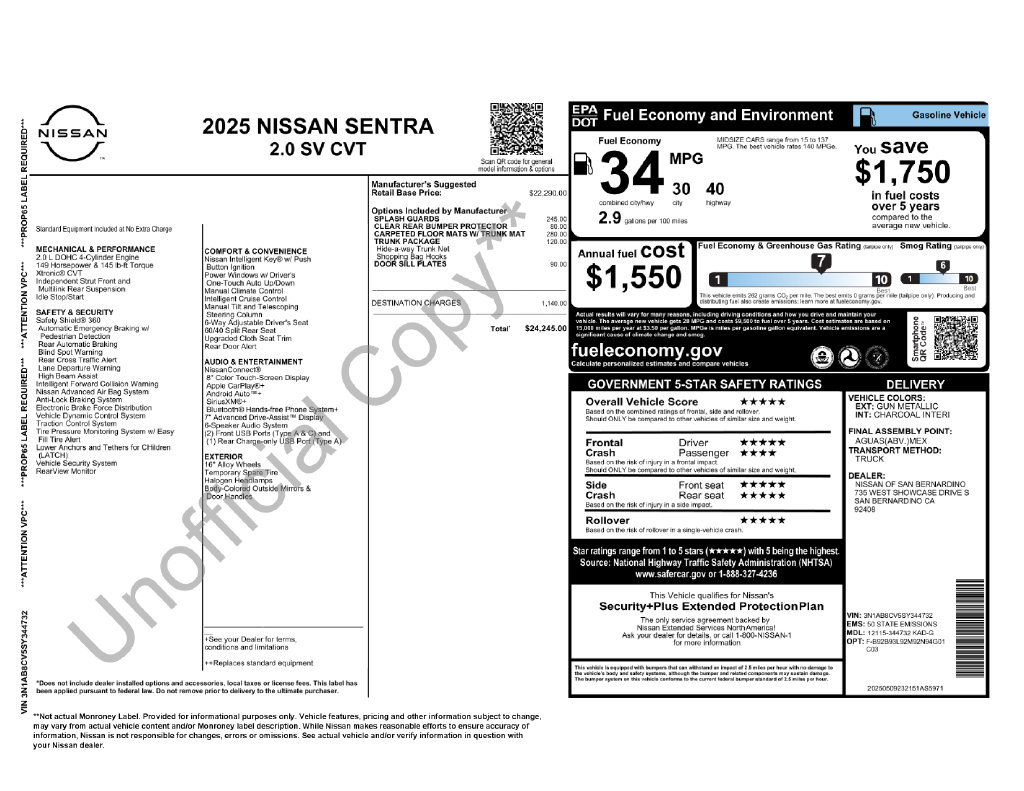 Used 2025 Nissan Sentra SV w/ Trunk Package FWD image 5