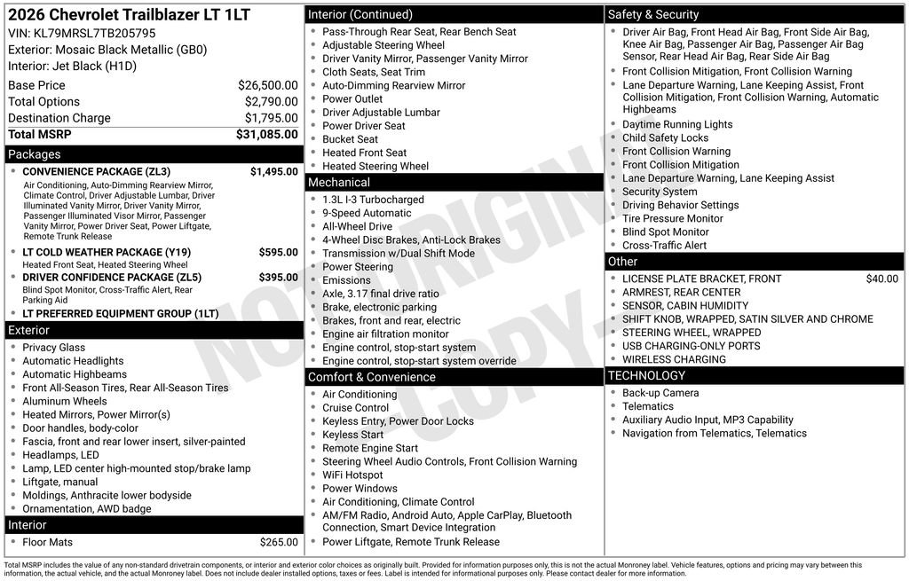 New 2026 Chevrolet TrailBlazer LT w/ Convenience Package AWD/4WD image 6