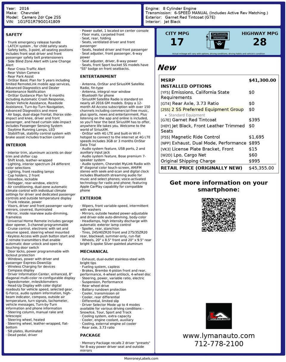 Used 2016 Chevrolet Camaro SS image 29