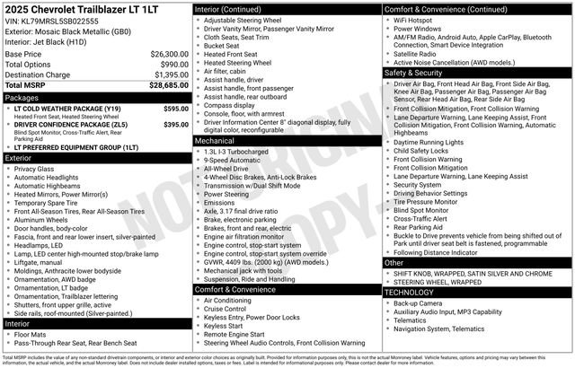 Used 2025 Chevrolet TrailBlazer LT w/ LT Cold Weather Package AWD/4WD image 2