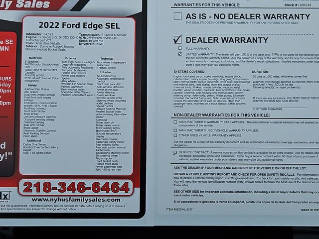 Used 2022 Ford Edge SEL image 56