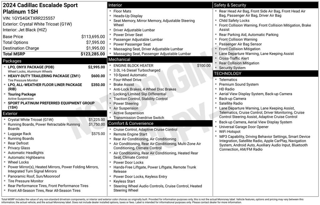 Certified 2024 Cadillac Escalade Sport Platinum w/ LPO, ONYX Package AWD/4WD image 4