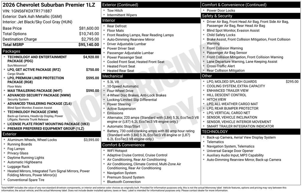 New 2026 Chevrolet Suburban Premier AWD/4WD image 28