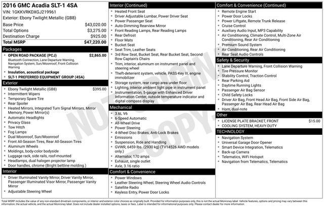 Used 2016 GMC Acadia SLT w/ Open Road Package AWD/4WD image 9