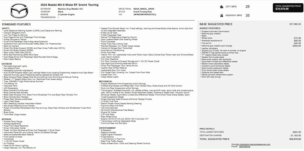 Certified 2024 MAZDA MX-5 Miata RF Grand Touring image 24