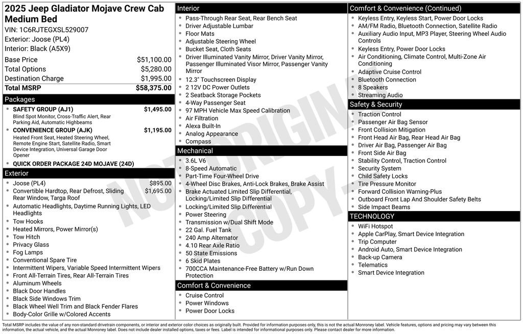 Certified 2025 Jeep Gladiator Mojave w/ Safety Group image 8