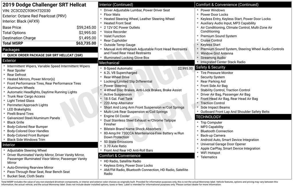 Used 2019 Dodge Challenger SRT Hellcat image 3