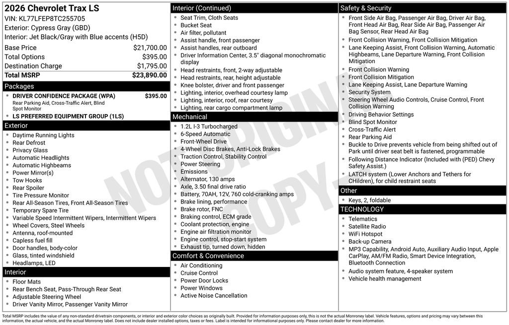 New 2026 Chevrolet Trax LS w/ Driver Confidence Package FWD image 2