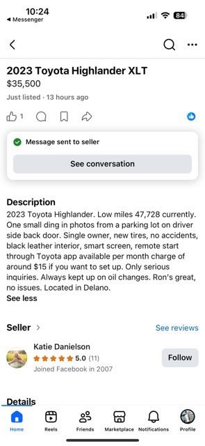 Used 2023 Toyota Highlander XLE AWD/4WD image 8