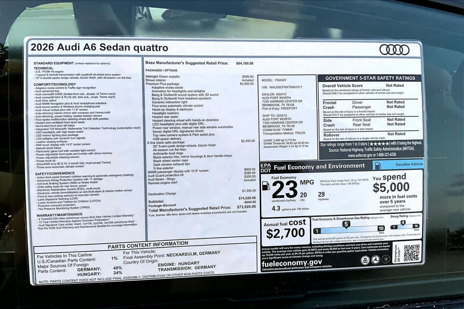 New 2026 Audi A6 Premium Plus AWD/4WD image 16