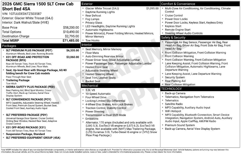 New 2026 GMC Sierra 1500 SLT w/ SLT Premium Plus Package AWD/4WD image 48