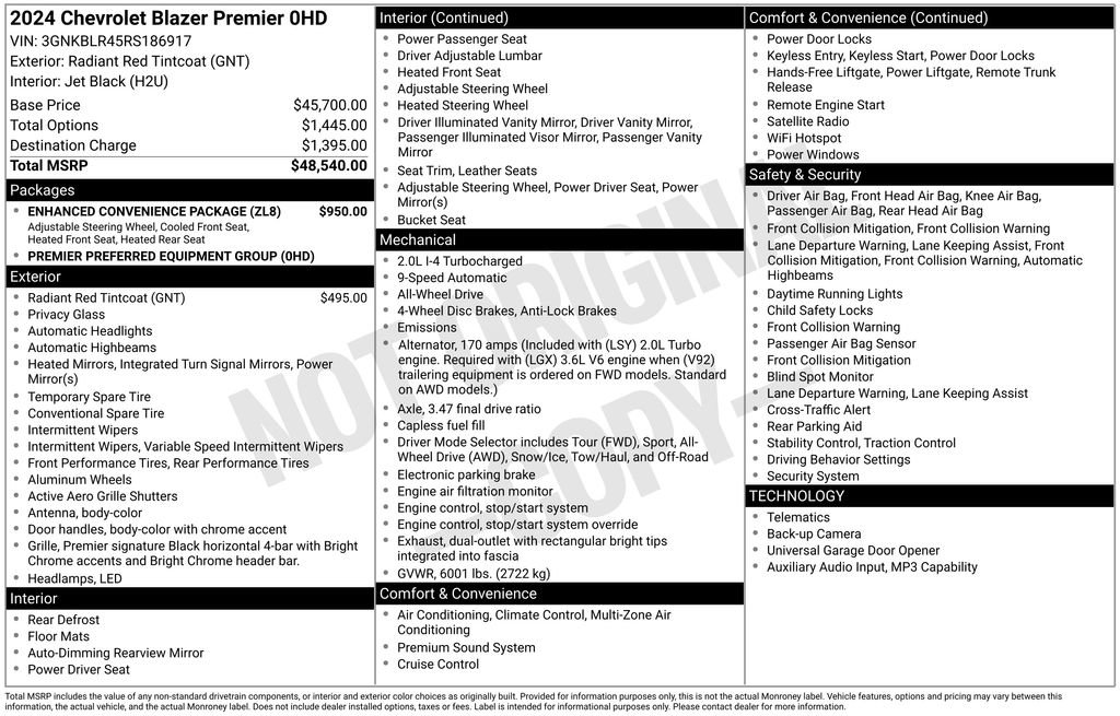 Used 2024 Chevrolet Blazer Premier w/ Enhanced Convenience Package AWD/4WD image 34
