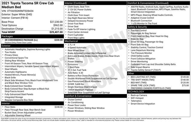 Used 2021 Toyota Tacoma SR w/ SR Convenience Package image 29