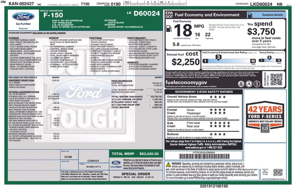 Used 2020 Ford F150 XLT w/ Equipment Group 302A Luxury AWD/4WD image 22