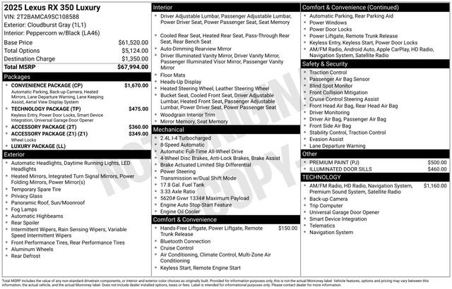 Used 2025 Lexus RX 350 AWD w/ Convenience Package image 25