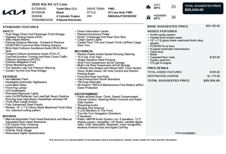 Used 2025 Kia K5 GT-Line FWD image 3