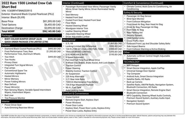 Used 2022 RAM 1500 Limited w/ Body-Colour Bumper Group AWD/4WD image 29