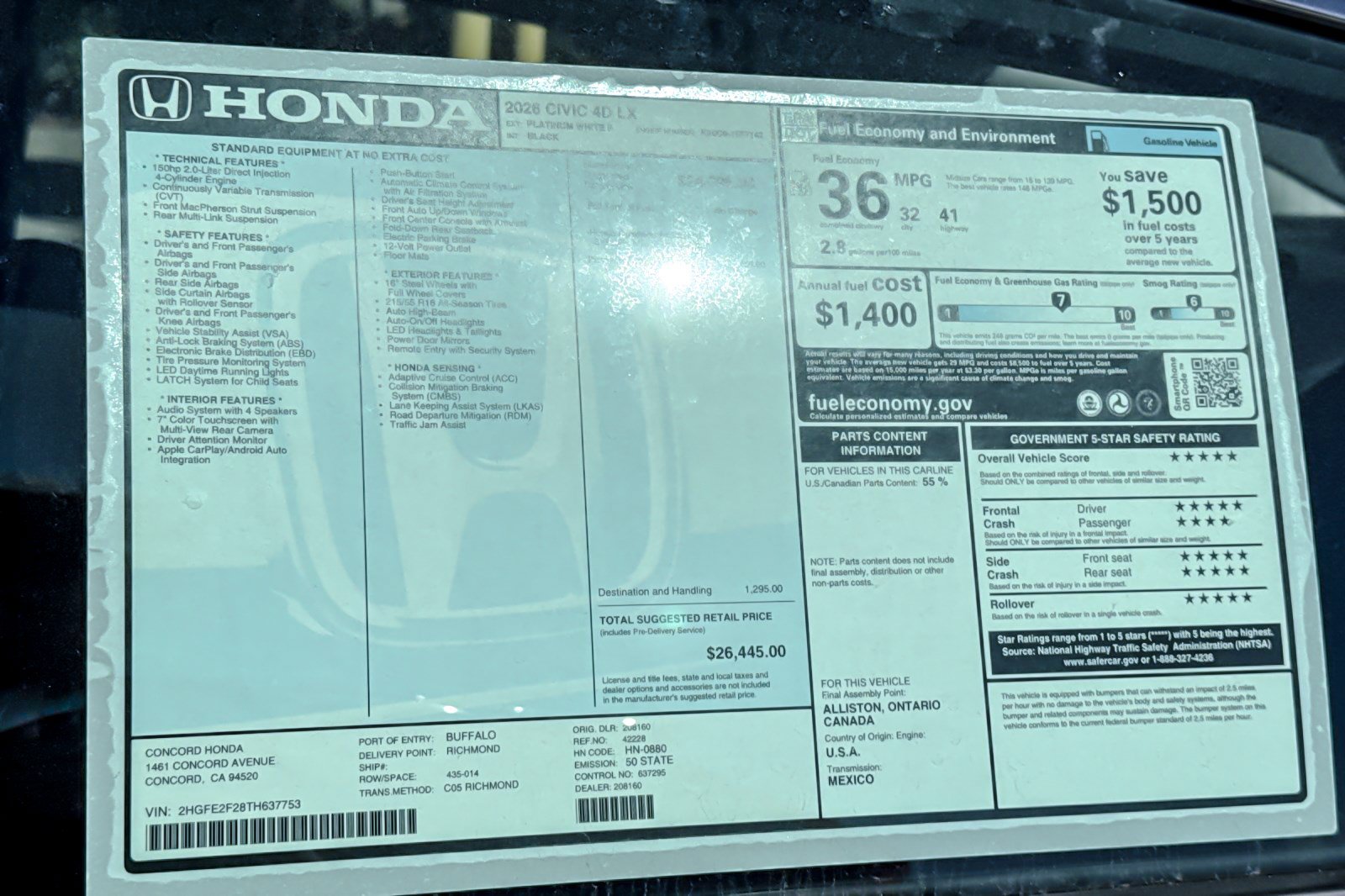 New 2026 Honda Civic LX image 32