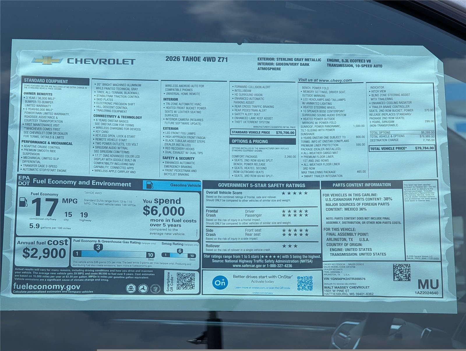 New 2026 Chevrolet Tahoe Z71 w/ Comfort Package AWD/4WD image 40