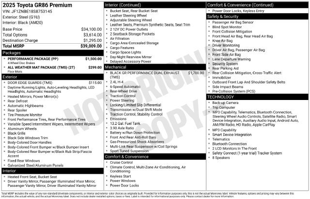 Used 2025 Toyota GR86 Premium w/ Performance Package RWD image 28