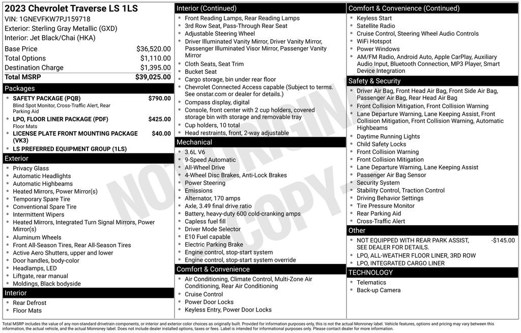 Used 2023 Chevrolet Traverse LS w/ Safety Package image 11
