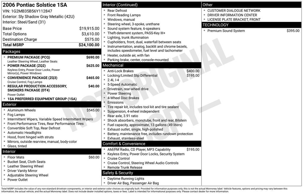 Used 2006 Pontiac Solstice Convertible w/ Premium Package RWD image 26