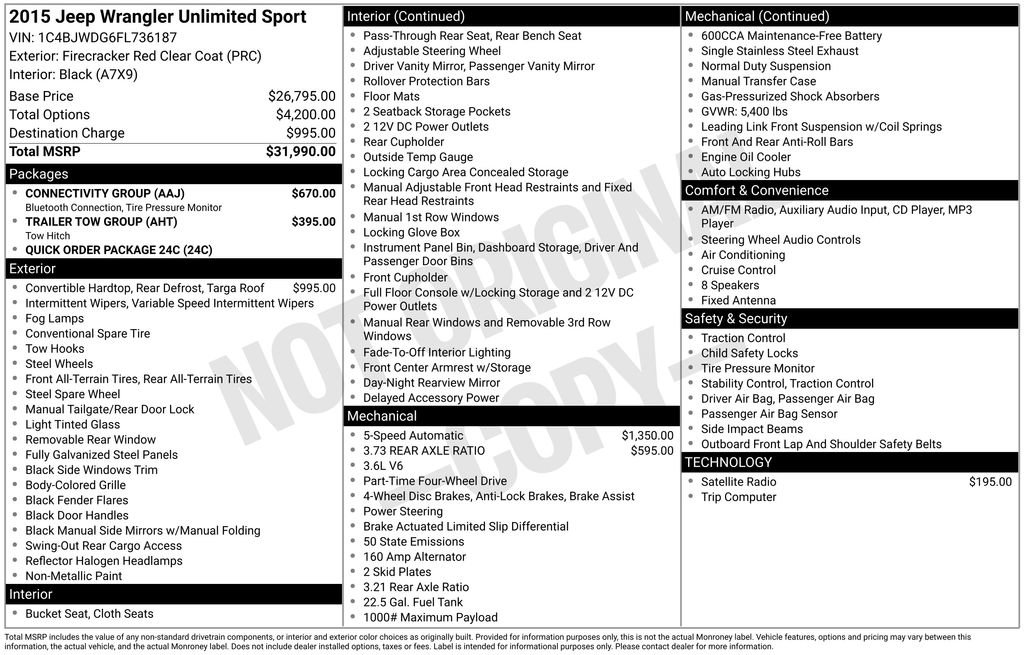 Used 2015 Jeep Wrangler Unlimited Sport w/ Connectivity Group image 11