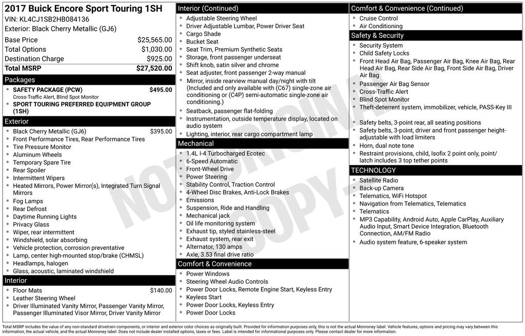 Certified 2017 Buick Encore Sport Touring w/ Safety Package FWD image 10
