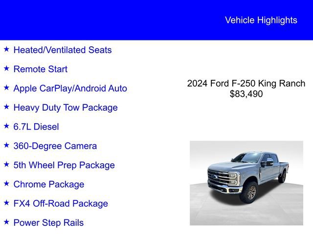 Used 2024 Ford F250 King Ranch w/ Chrome Package AWD/4WD image 2