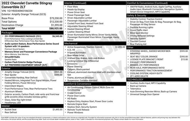 Used 2022 Chevrolet Corvette Stingray Preferred Conv w/ Z51 Performance Package RWD image 5