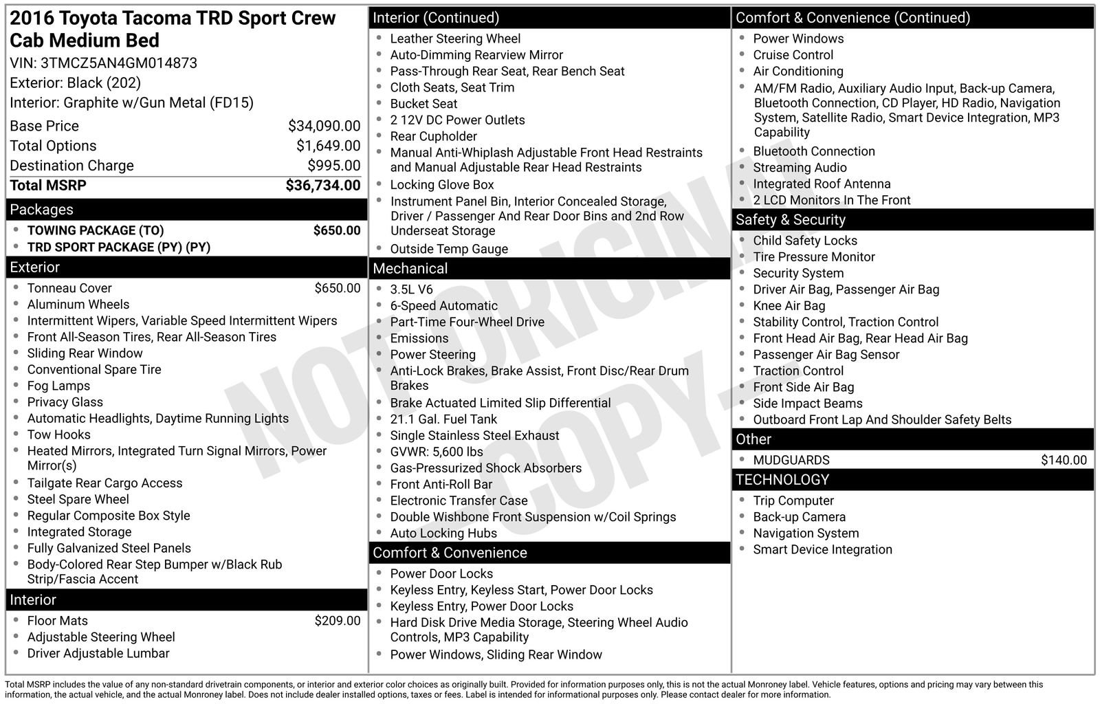 Used 2016 Toyota Tacoma TRD Sport w/ Towing Package AWD/4WD image 2