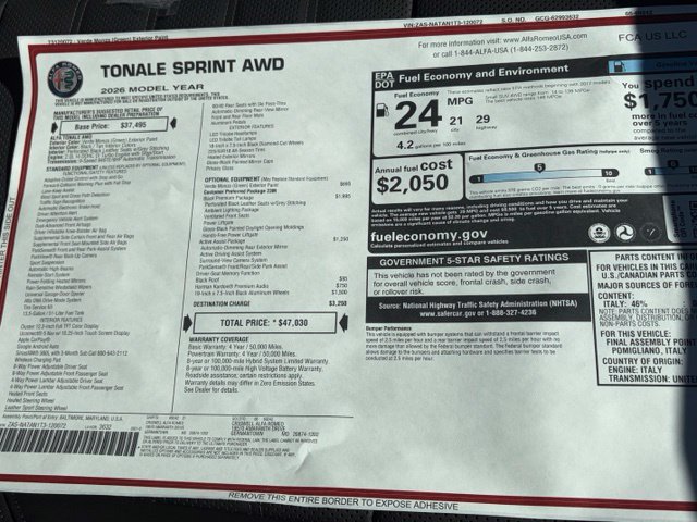 New 2026 Alfa Romeo Tonale w/ Black Premium Package AWD/4WD image 47