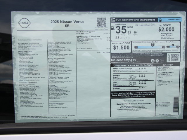Certified 2025 Nissan Versa SR w/ Trunk Package FWD image 34
