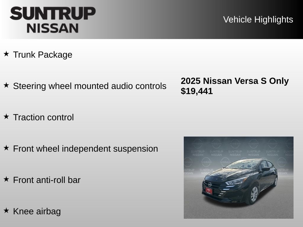 Used 2025 Nissan Versa S w/ Trunk Package FWD image 8