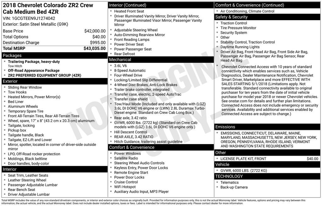 Certified 2018 Chevrolet Colorado ZR2 image 11