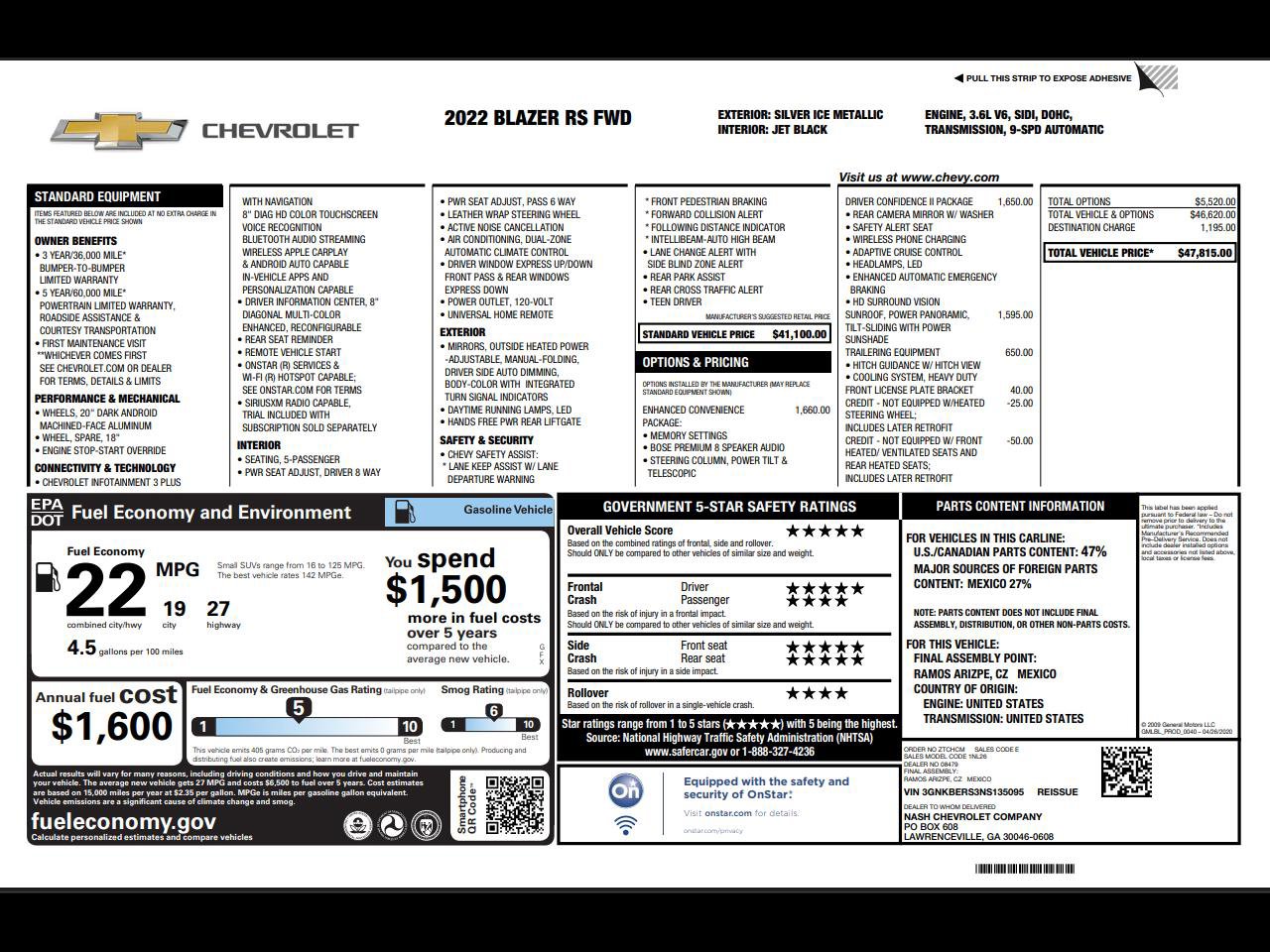 Used 2022 Chevrolet Blazer RS w/ Enhanced Convenience Package image 14