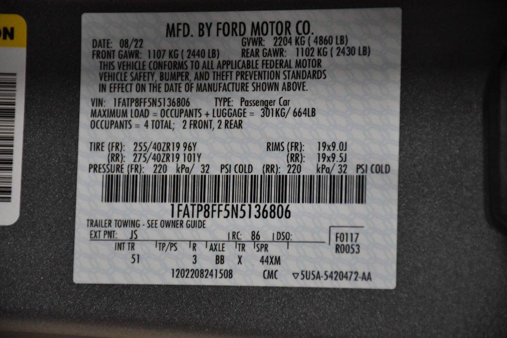 Used 2022 Ford Mustang GT Premium w/ GT Performance Package RWD image 61