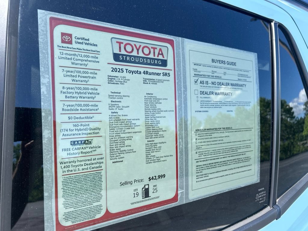 Certified 2025 Toyota 4Runner SR5 AWD/4WD image 30